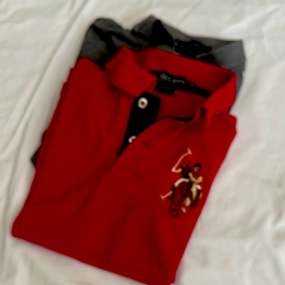 Red Polo Shirt with Embroidered Design